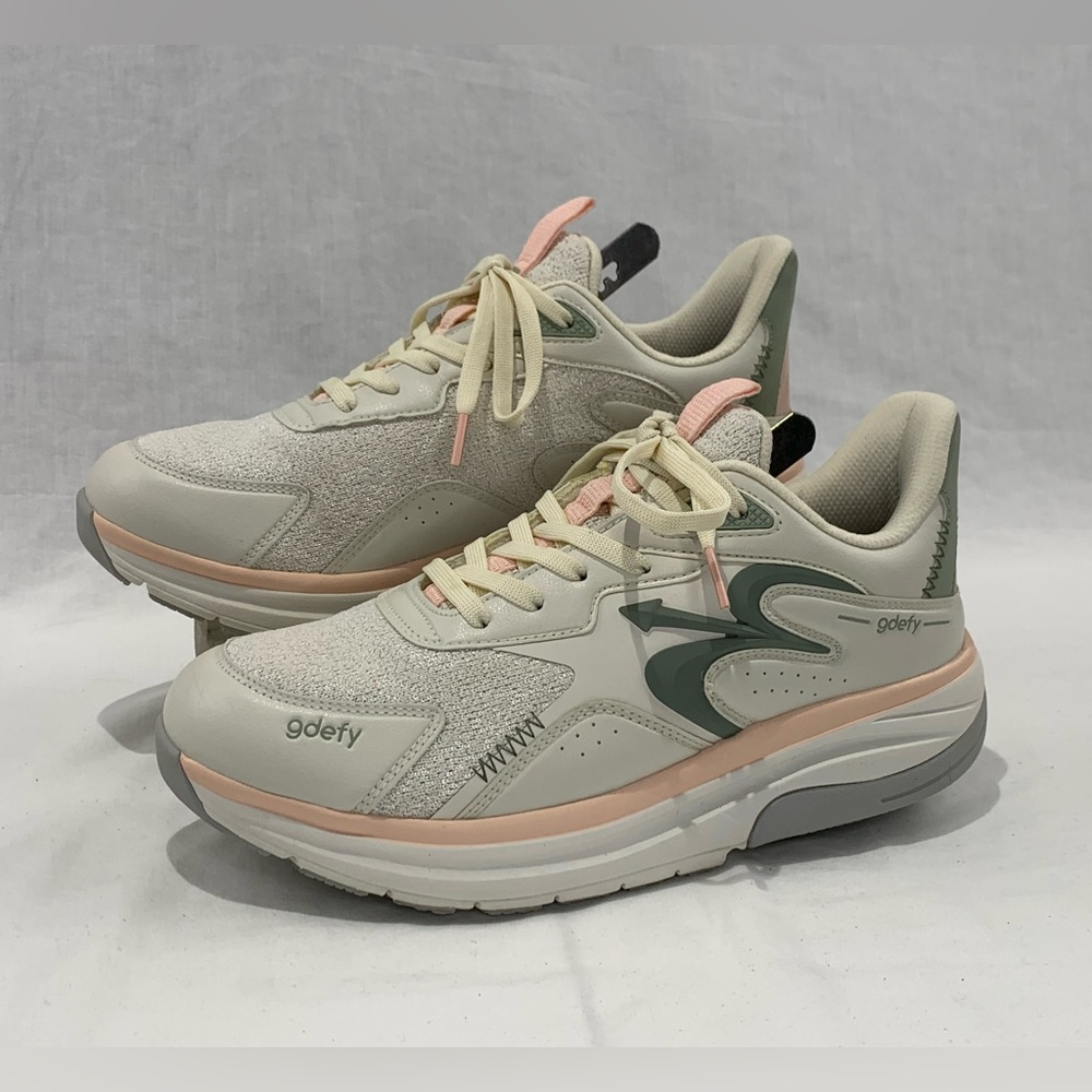 GDEFY Gravity Defyer Energiya Beige/Pink/Green Athletic Shoes Women’s Size 9